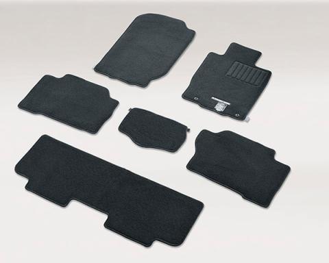 Full carpet mat set for Pajero Sport, laid out separately on the floor