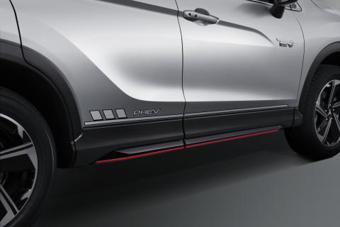 PHEV side graphic in silver with red strip down the side of Eclipse