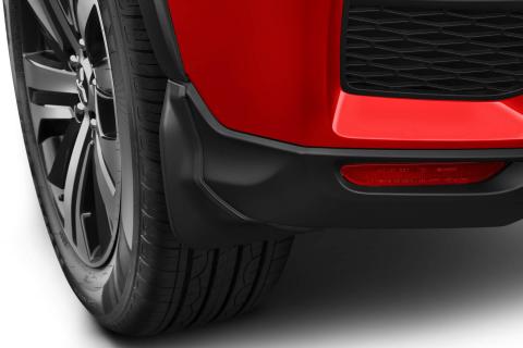 Red Mitsubishi ASX with rear mudflaps mounted
