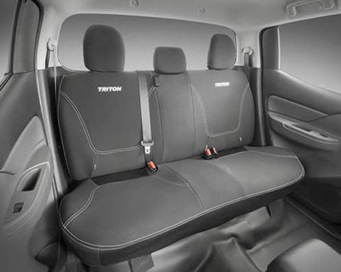The neoprene rear seat covers available for double cab Triton models