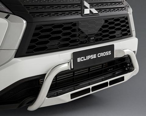 Polished nudge bar for Eclipse Cross PHEV on white vehicle