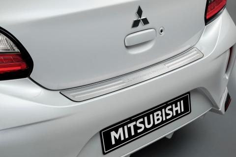 Rear bumper protector applied to top of Mitsubishi Mirage bumper