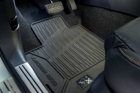 Interior shot of the front rubber mat sets available for the Eclipse Cross