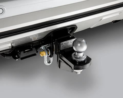 Towbar and wiring set attached to car, with towball attached